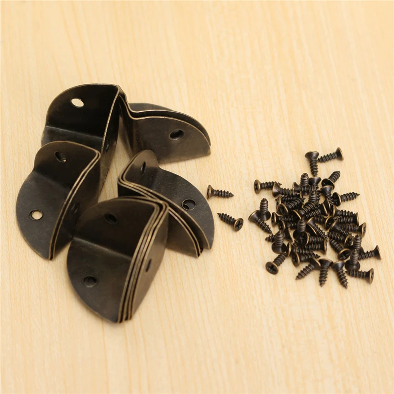 MTSPACE 4pcs/Set 40mm Iron Decorative Antique Jewelry Wine Gift Box Wooden Case Corner Protector Guard Decorate Desk With Screws
