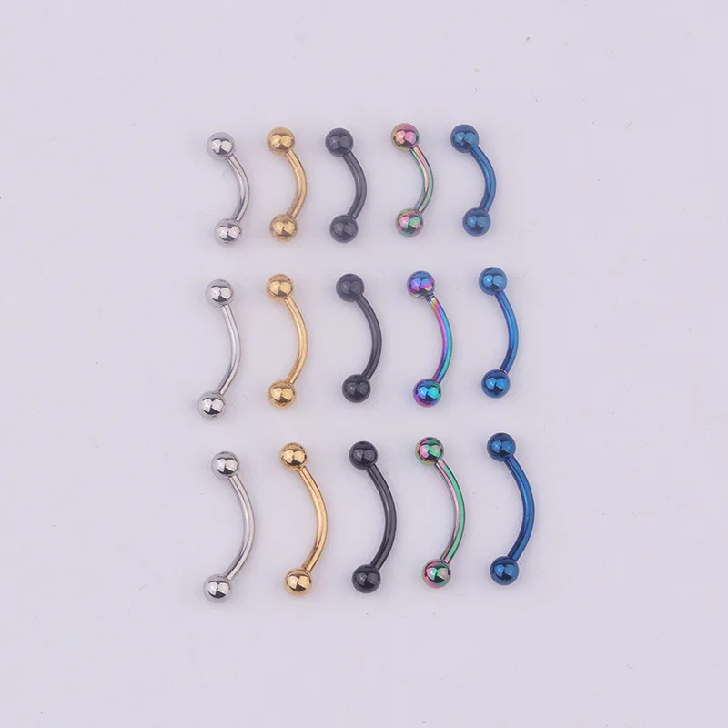 1pcs/lot 6/8/10mm Surgical Steel 3mm Ball Eyebrow Piercing Curved Barbell Lip Ring Snug Daith Helix Rook Earring