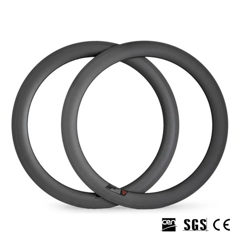 50mm Tubeless U Shape Road Bike Rims 700C 24 Spoke Holes Bike Carbon Rims for Bicycle Carbon Wheel Build 16-36H  Ready