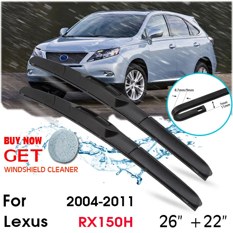 

Car Wiper Blade Front Window Windshield Rubber Silicon Refill Wipers For Lexus RX150H 2004-2011 LHD/RHD 26"+22" Car Accessories