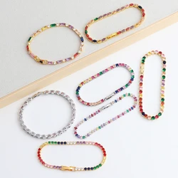 Luxury Adjustable Multicolor Tennis Bracelets For Women Ladies Wedding Rainbow Colorful Zircon Charm Bracelet Hand Chain Jewelry