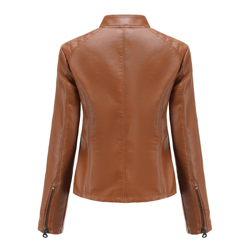 Women\'s Leather Jacket Pimkie PU Leather Motorcycle Jacket fashion Jacket Slim Women\'Soft Leather Large Size S-XXXL