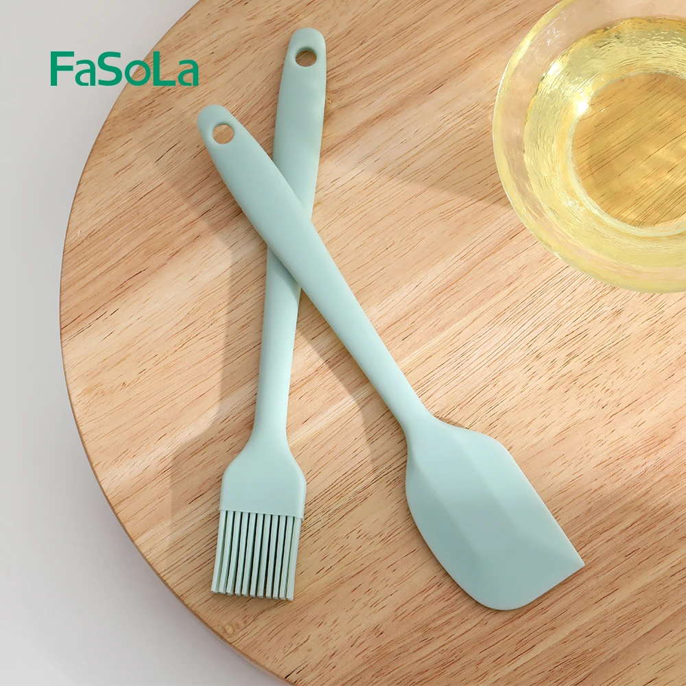 

FaSoLa Silicone Spatula BBQ Oil Brush Cookware Cake Cooking Tool Non-stic Kitchen Gadget Sets Frying Utensils Accessories