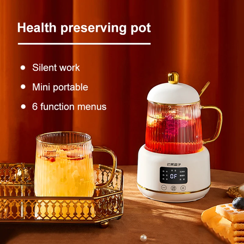 

400ml Electric Kettle Health Preserving Pot Boiled Water Kettle Glass Stew Cup Multi-functional Teapot For Office Home 220V