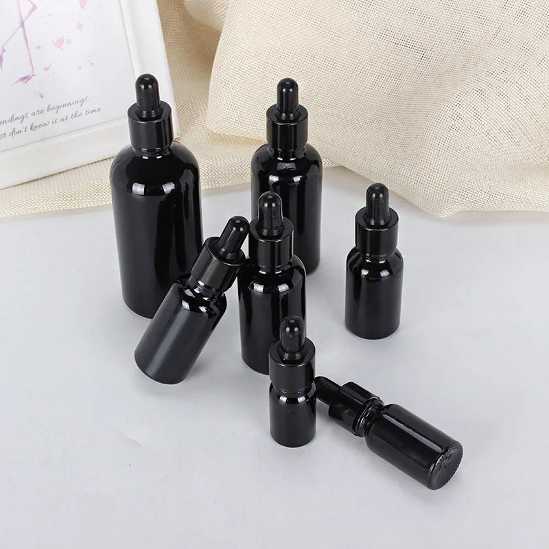 5-100ML Reagent Eye Dropper Black Glass Aromatherapy Liquid Pipette Bottle Perfume Container Essential Oil Refillable Bottle