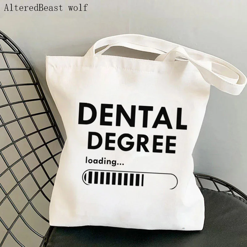 Women Shopper bag Dental Squad Colorful Kawaii Bag Harajuku Shopping Canvas Shopper Bag girl Christmas Tote Shoulder Lady Bag