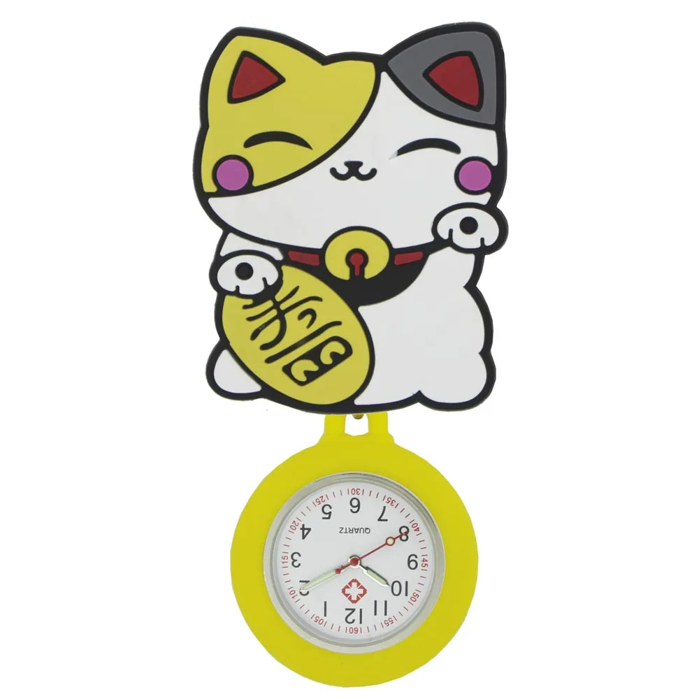 Cute Retractable Nurse Watch with Second Hand for Doctors And Nurses Clip-on Hanging Lapel Watch Cartoon Design Fob Pocket Watch