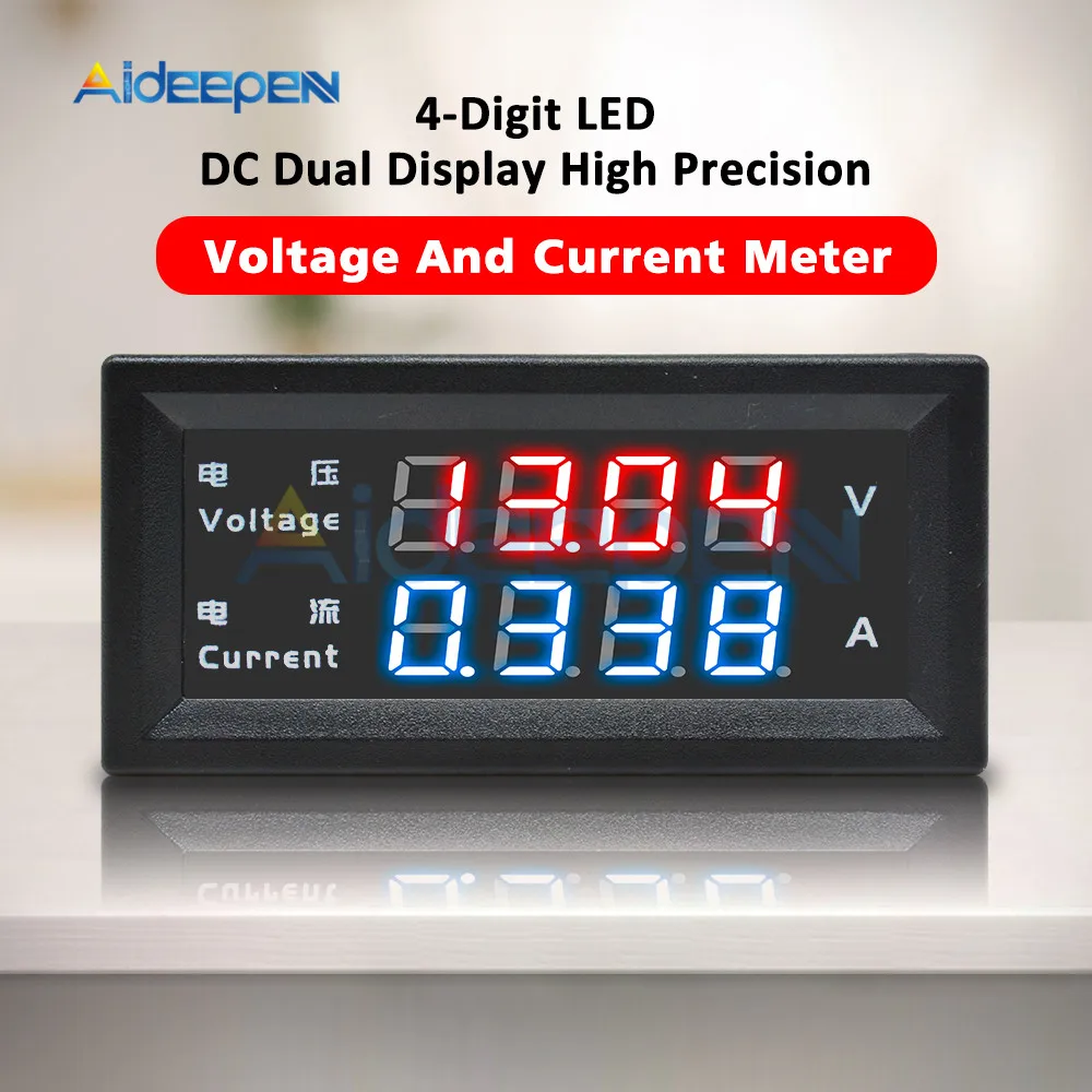 M4430 Mini Digital Voltmeter Ammeter DC 100V 200V 10A Panel Amp Volt Voltage Current Meter Tester Detector Dual LED Display