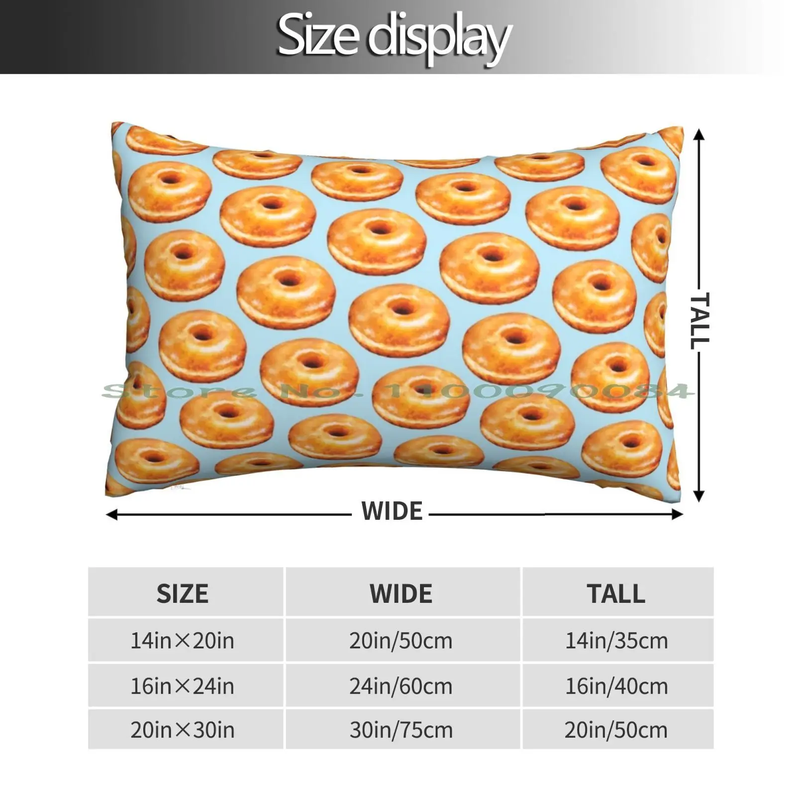 Glazed Donut Pattern Pillow Case 20x30 50*75 Sofa Bedroom Donut Doughnut Food Breakfast Retro Cute Long Rectangle Pillowcover