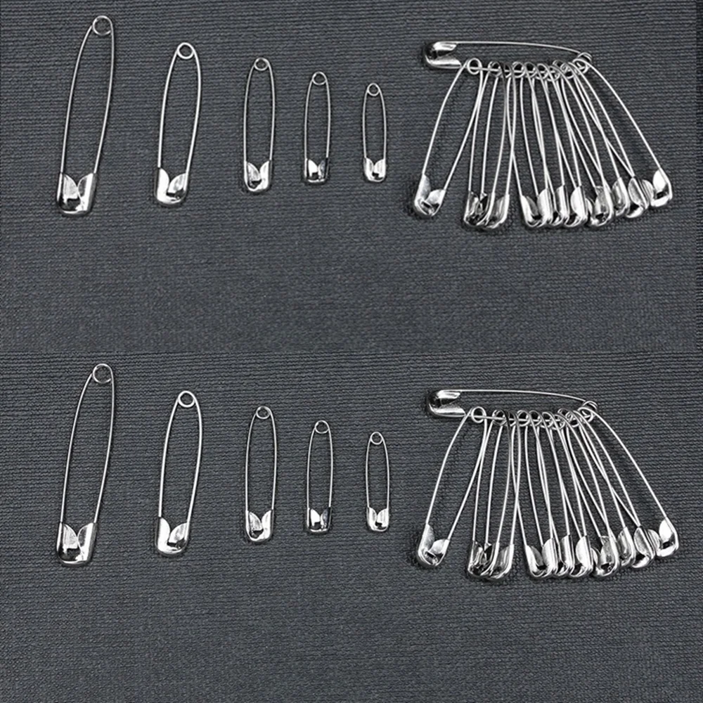 High Quality 50pcs Safety Pins DIY Sewing Tools Accessory 5 Kinds Size Silver Metal Needles Large Safety Pin Small Brooch YJ379