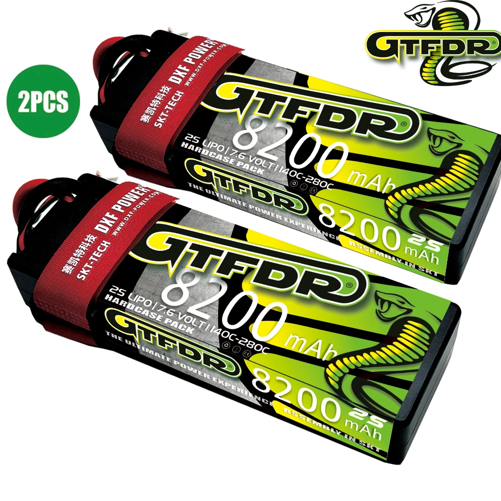 GTFDR 2PCS Battery Lipo 2S 3S 4S 7.6V 11.4V 15.2V 8000mAh 130C 260C 140C 280C HV Hardcase For Rc 1/8 1/10 Buggy Off-road Car