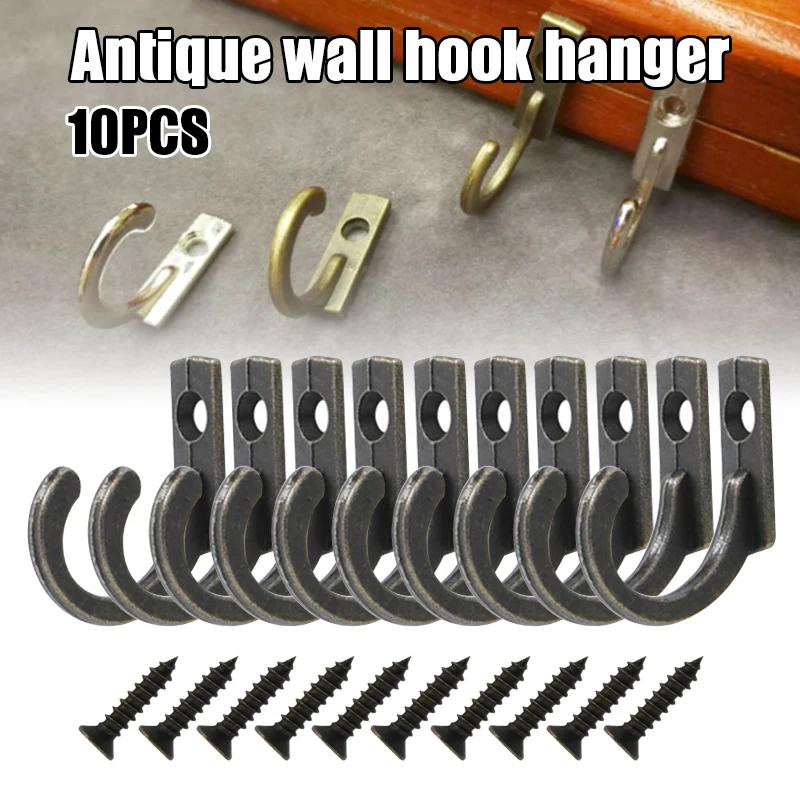 10 Pcs Vintage Storage Rack Wall Hooks For Hat Coat Door Hooks Wall Mounted Zinc Alloy Hook Hanger Home Organizer Hook EL