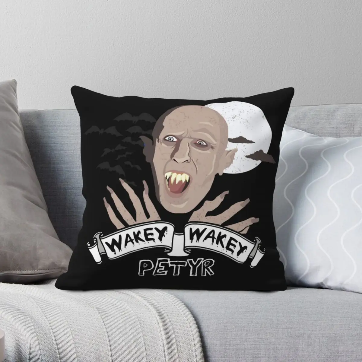 

Wakey Wakey Petyr What We Do in the Shadows Pillowcase Polyester Linen Velvet Creative Zip Decor Car Cushion Cover 18"