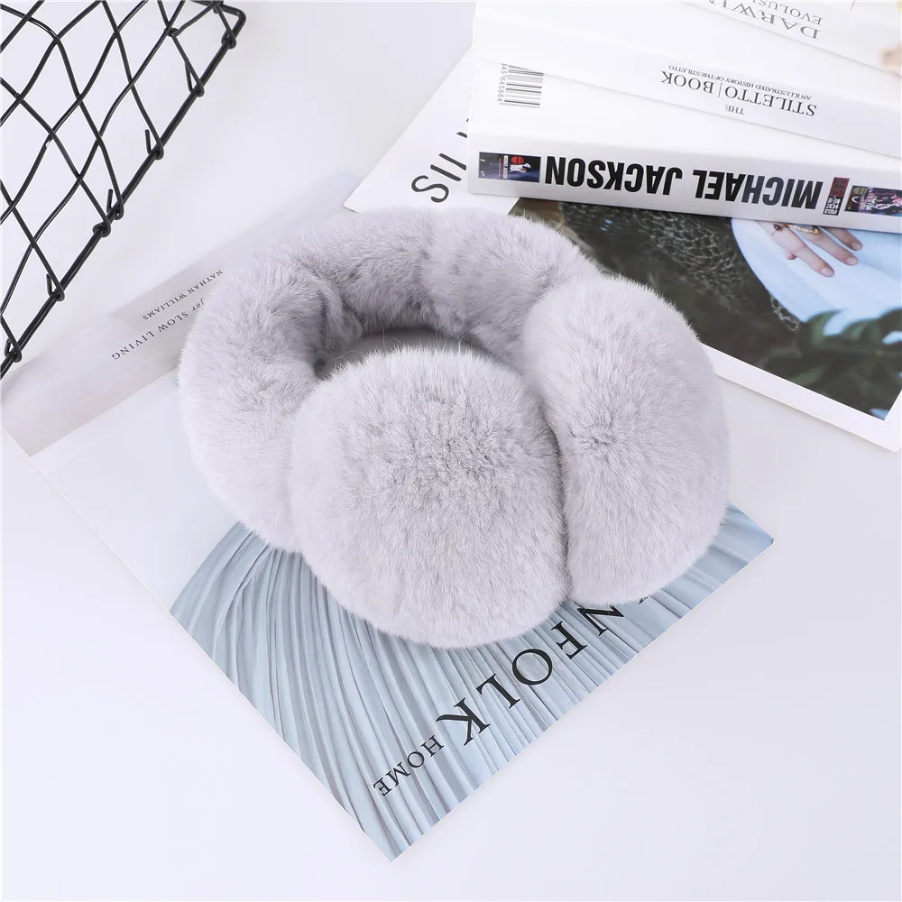 Rex Rabbit Fur Ear muffs Winter Warm Women and Men fold ear earflap Headwear Ear Warmer Fur earmuffs Cold Ear Protection Headban