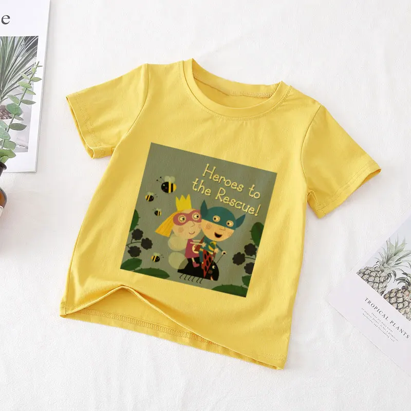 Kids Girl Baby Tshirt Casual T-shirt Children Cartoon Ben And Holly Kingdom T Shirt Boy And Girls Cartoon Short Sleeve Pink Tops