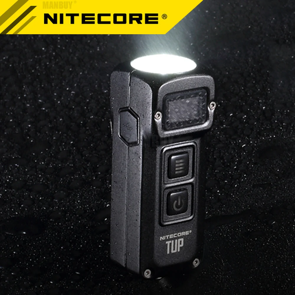 NITECORE TUP-Llavero metálico de acero inoxidable de 1000 lúmenes, auténtico, pantalla OLED, EDC, recargable por USB, botón de luz