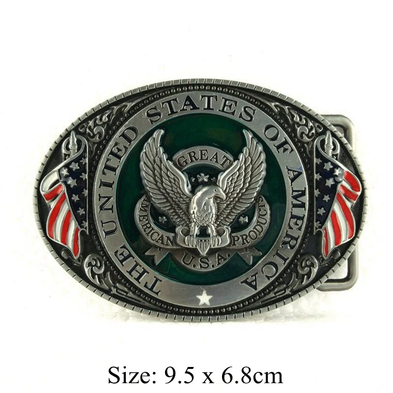 3pcs/Lot Wholesale Antique Silver USA Eagle Oval Metal Belt Buckle for Men Western Cowboy DIY Accessories Boy Male Fashion Gifts