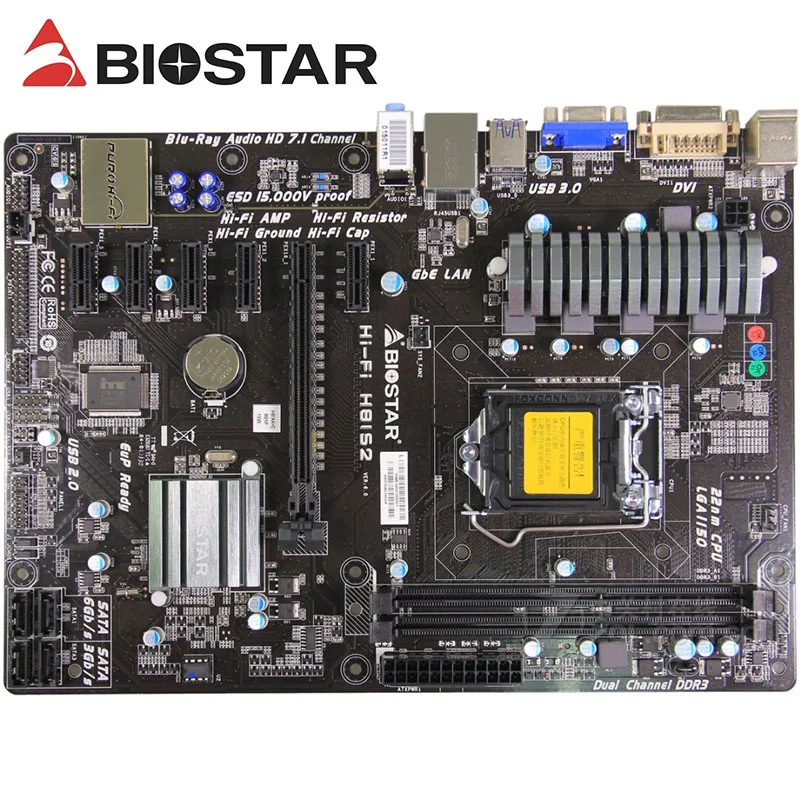 For BIOSTAR HIFI H81S2 LGA1150 Motherboard Used mining desktop motherboard 1150 H81 Mine board 1150 DDR3 16GB