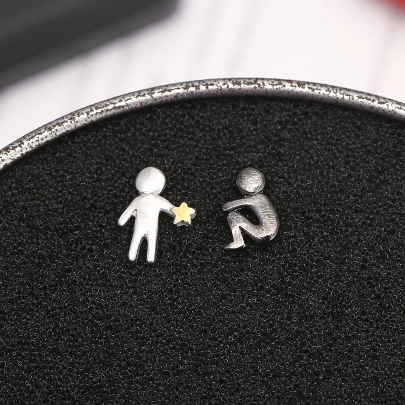 925 Sterling Silver asymmetric STAR Earrings For Women Fashion Jewelry sterling-silver-jewelry pendientes