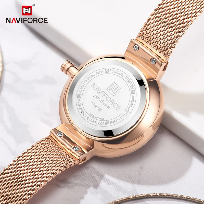 NAVIFORCE Rose Gold Women‘s Luxury Wrist Watch Quartz Steel Band Waterproof Original Clock Elegant Watch Famale Relogio Feminino