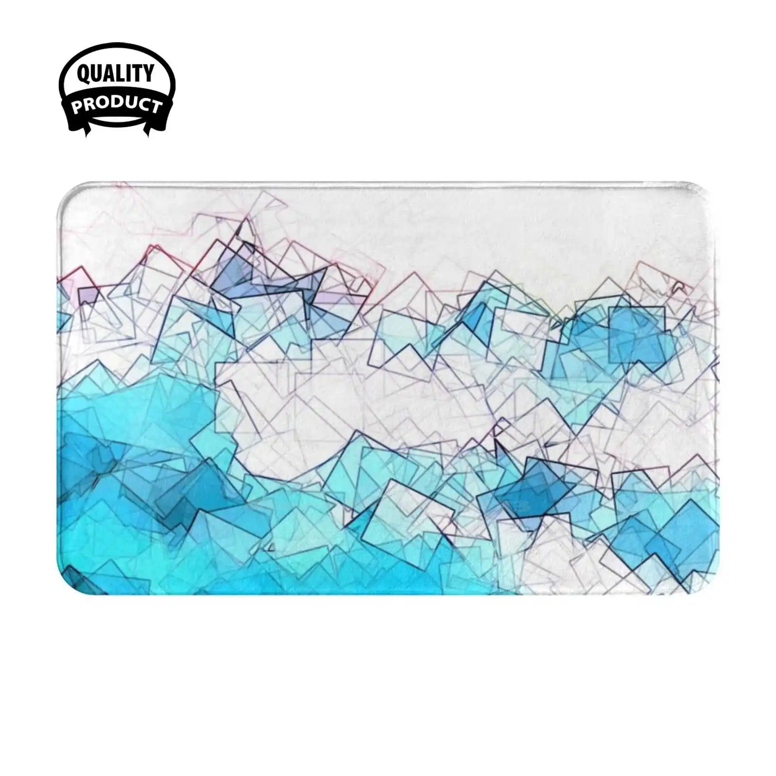 Square Fantasy Blue Beach Soft Cushion Home Carpet Door Mat Car Rug Glass Pieces Salt Acrylic Pattern Pop Art Mosaic Plastic