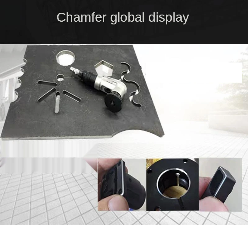 Mini pneumatic chamfering machine Hand-held metal trimming sander 45 degree burr arc beveling machine