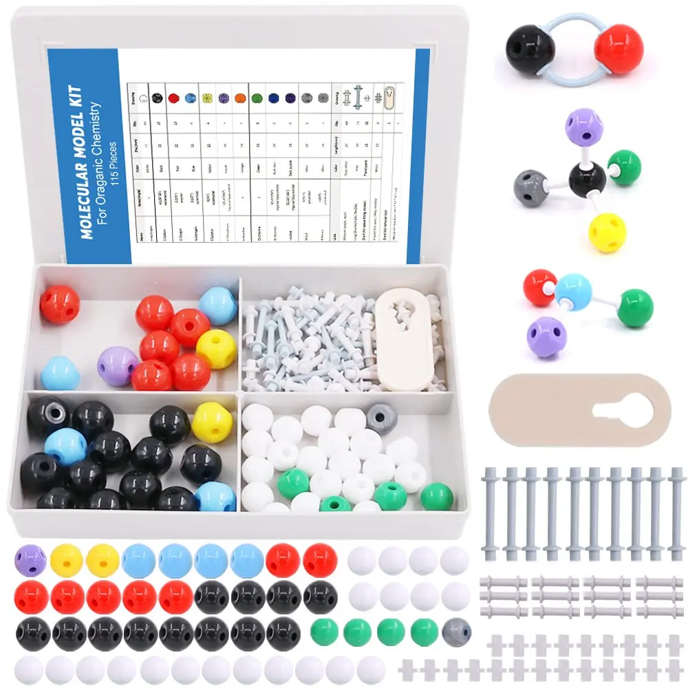 

115 Pcs Organic Chemistry Molecular Model Student and Teacher Kit for Inorganic&Organic Chemistry-Atoms&Links& Short Link Remove