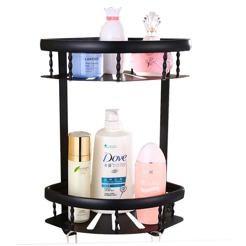 

VEHHE Bathroom Corner Shelf Two layers Shelves Bathroom Accessories Storage Organizer Rack Holder Shower Shampoo Soap Black