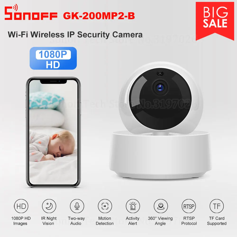 سونوف 1080P HD IP كاميرات الأمن مزودة بخاصية WiFi اللاسلكية APP التحكم GK-200MP2-B محقق الحركة 360 ° عرض النشاط تنبيه الكاميرا