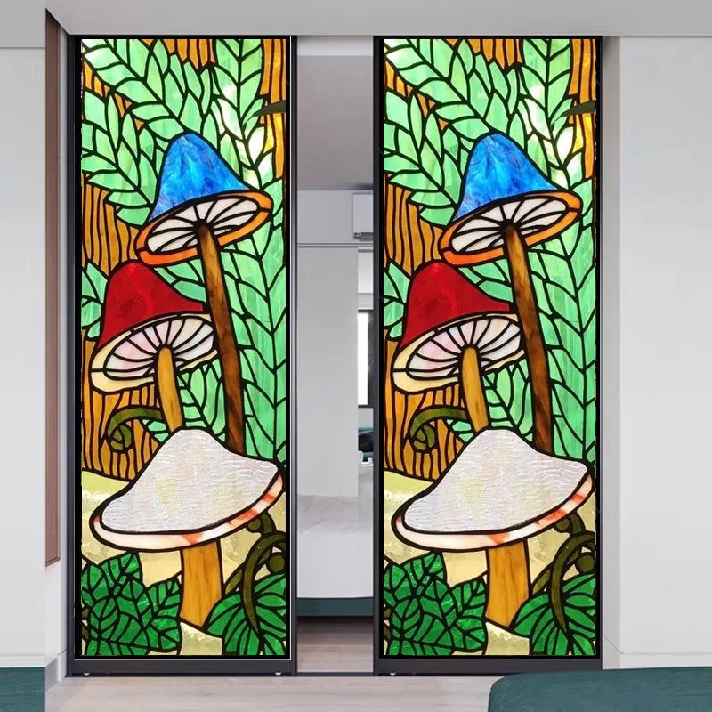 Custom Size Stained Glass Window Film Frosted Privacy Film Retro Church Decorative Sticker Removable for Bathroom Door  Home