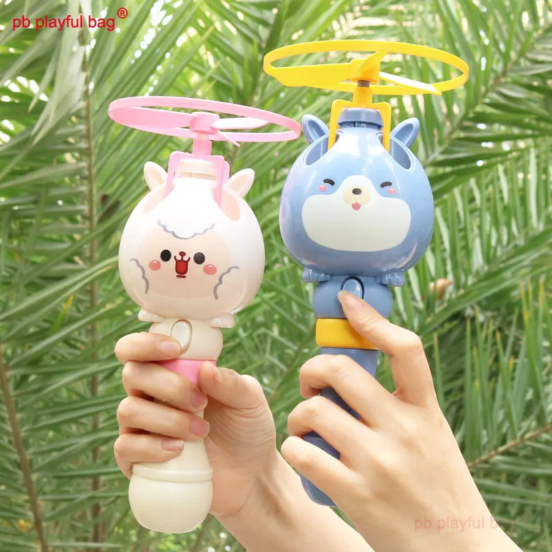 PB Playful Bag Outdoor sports game hand held Bamboo dragonfly flying bubble machine children's Cartoon animal toys gift TG17