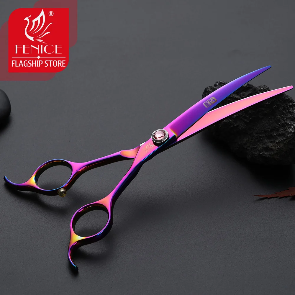 Fenice 6.5 polegada profissional pet grooming scissors gato cão tesouras de corte cabelo curvo tesouras animais de estimação tesoura ferramenta de corte