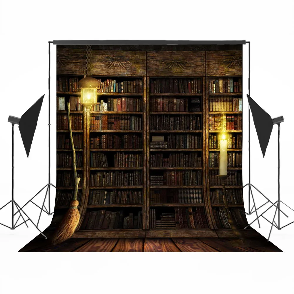 

Mystery Bookshelf Backdrop Kids Portrait Broom School Vintage Library Banner Newborn Photography Background Props Photostudio