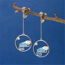 MDZS New Anime Grandmaster of Demonic Cultivation Wei wuxian Lan wangji S925 Silver Ear stud Cloud Earrings Cosplay Xmas Gifts