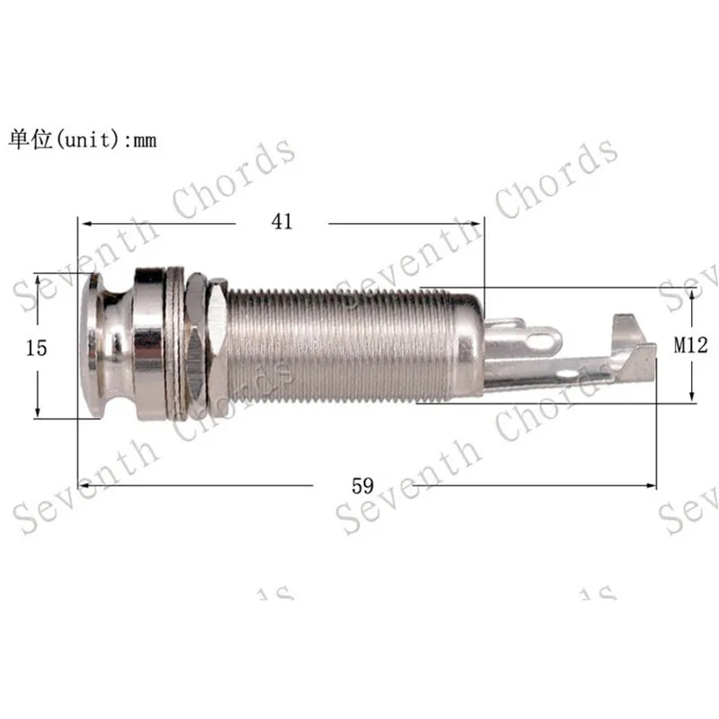 1 Stück 1/4 Zoll 6,35 mm Messing-Gewindezylinder Ausgang Eingang End Pin Strap Pin Jack Steckdose für Gitarre Bass Zubehör – Detail 5