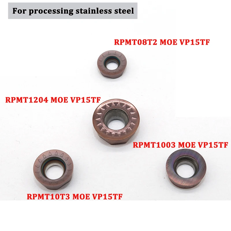 Herramientas de torneado de Metal, insertos de fresado CNC, RPMW1003, RPMT1204, RPMT1606, RPMT10T3, MOE JS, VP15TF, UE6020