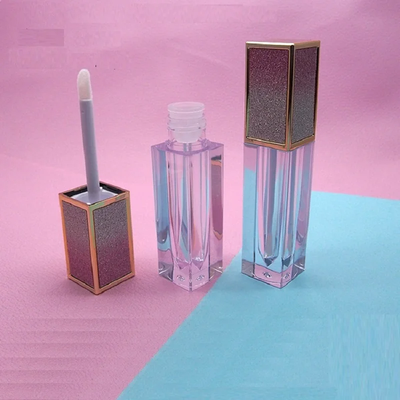 

Empty Lip Gloss Tubes Square Gradient Bling Cosmetic Lipgloss Packaging Refillable 4.5ML Lip Gloss Containers Tube 10/25pcs