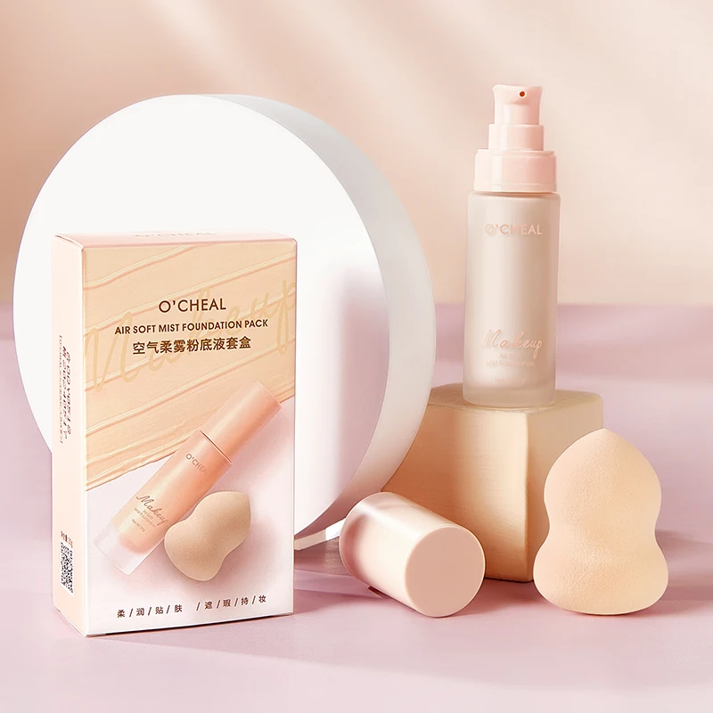 Ocheal BB CC Cream Cushion Compact Make Up Foundation Concealer Cream with Face Cosmetics Makeup Puff