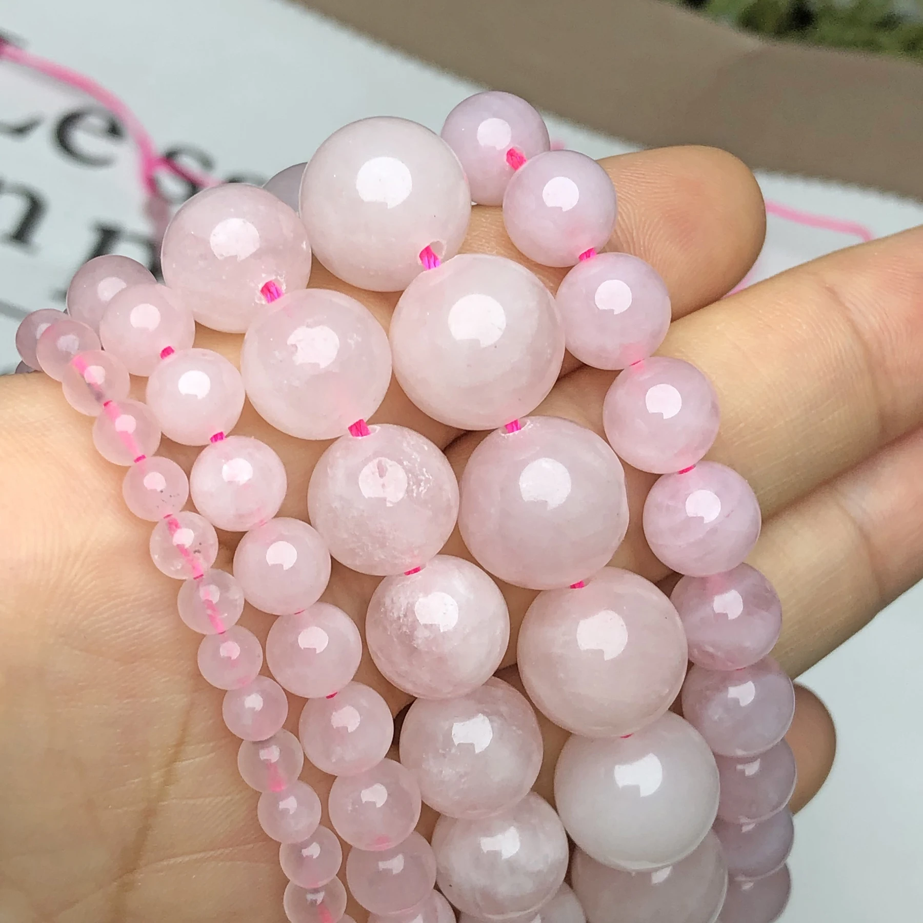 Natual Stone Madagascar Rose Quartzs Bead Round Loose Pink Crystal Beads For Jewelry Making Diy Energy Bracelet 4 6 8 10 12mm