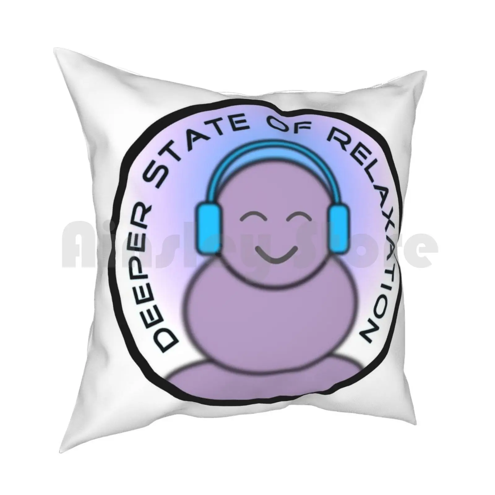 Deeper State Of Relaxation Buddha Headphones Pillow Case Printed Home Soft Throw Pillow Deeper State Of Relaxation