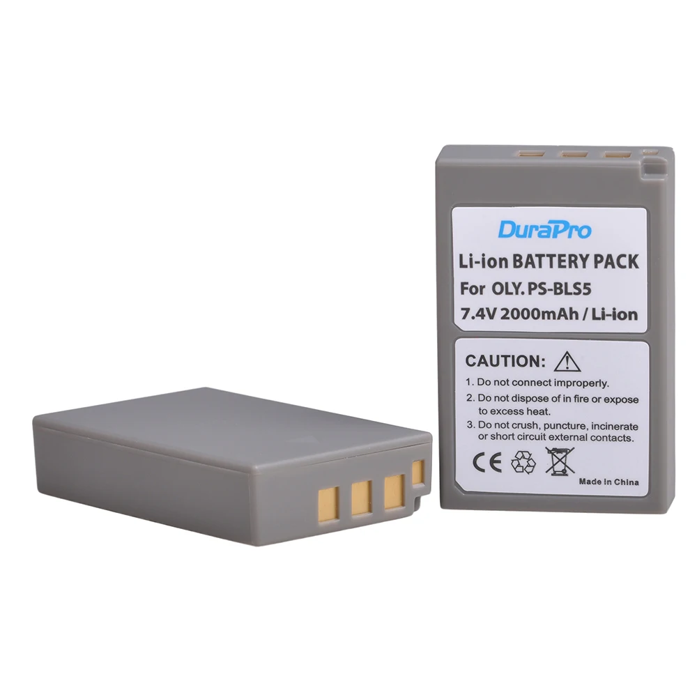 DuraPro 2000mAh PS BLS5 BLS-5 PS-BLS5 BLS-50 Battery for Olympus PEN E-PL2 E-PL5 E-PL6 E-PL7 E-PM2 OM-D E-M10 E-M10 II Stylus 1