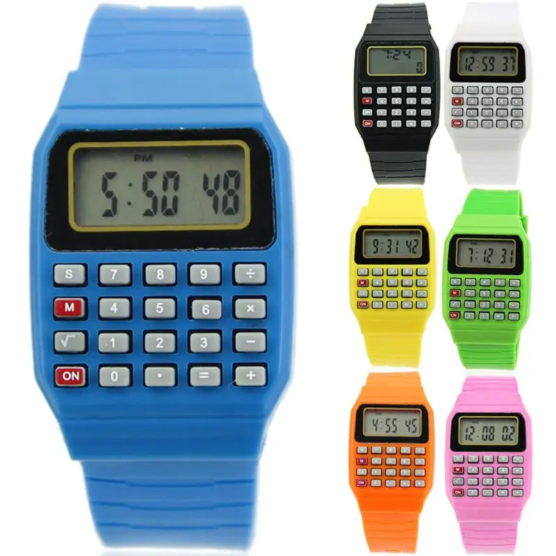 Fad Children Silicone Date Multi-Purpose Kids Electronic Calculator Wrist Watch 2XPF