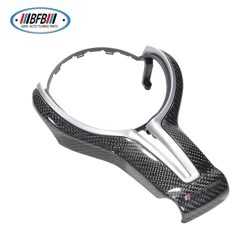 

Carbon Fiber Steering Wheel Cover Trim for M2 M3 M4 M5 M6 X5M X6M M Performance Logo Replacement Style