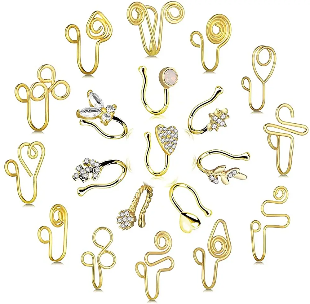 

African Nose Cuff Non Piercing Fake Nose Ring for Women Men Girls Ear Cuff Clip on Nose Ring Fake Piercings Cuffs Nose Jewelry