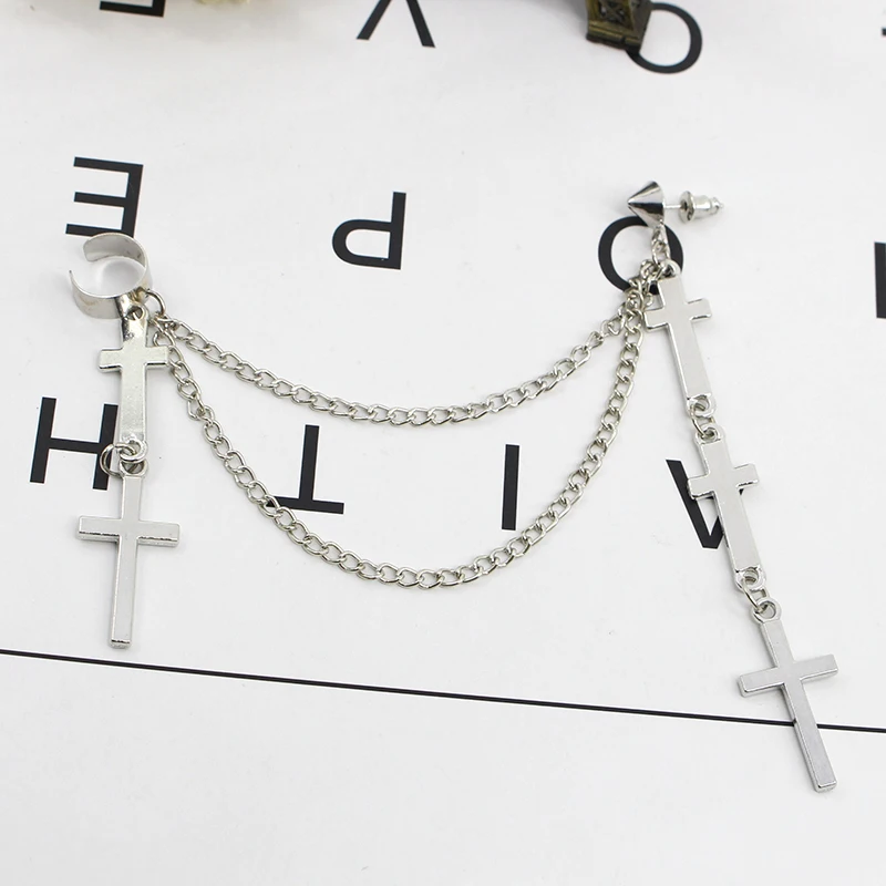 1pc Cross Kwastje Lange Ketting Oorbellen voor Vrouwen Meisjes Gothic Punk Rock Stijl Mode-sieraden Accessoires Party Gift Cool ding