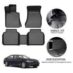 Custom Special Foot Pad For BMW 7 Series 2016 2017 2018 2019 Car Waterproof Non-Slip Rubber Floor Mat TPE Car Accessories