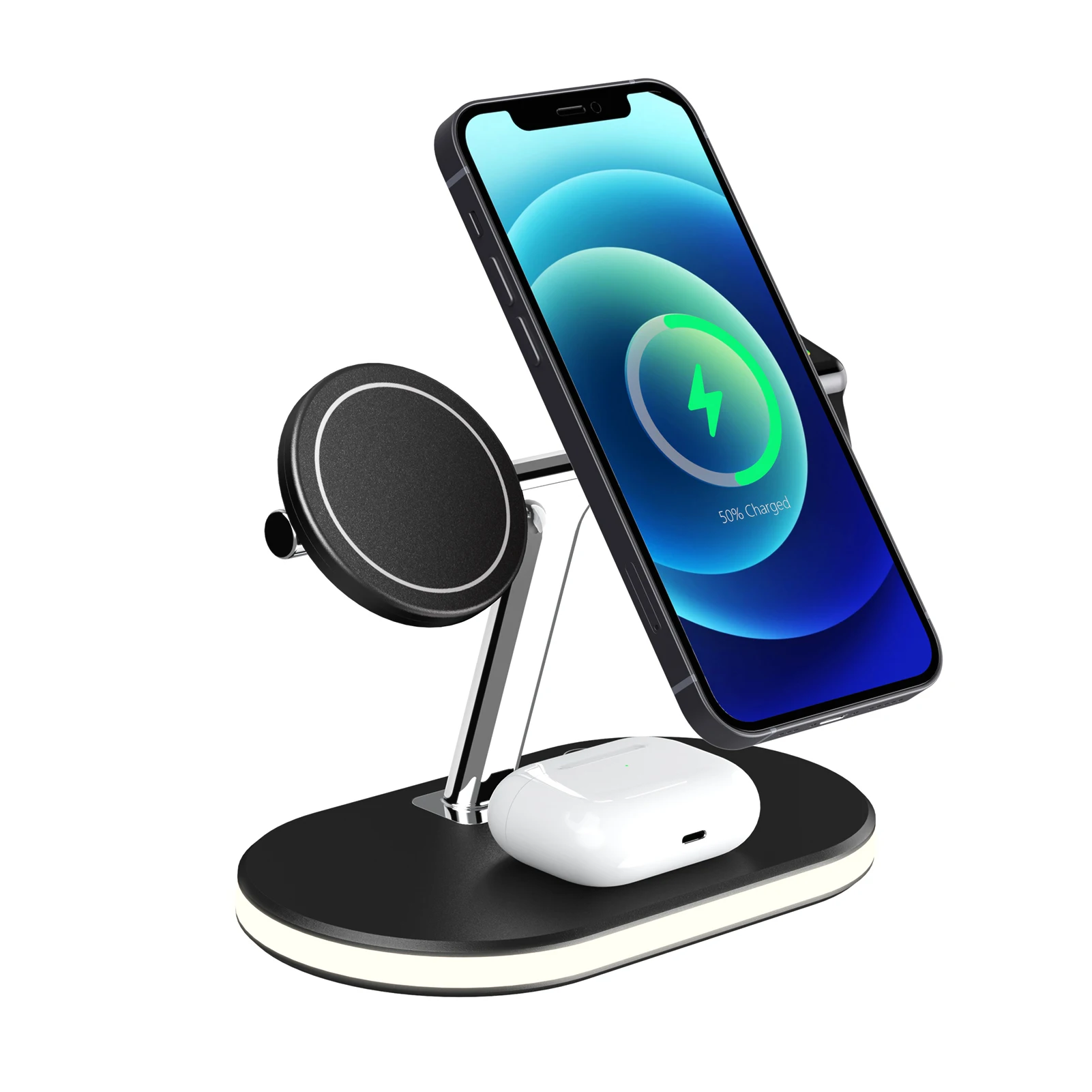 3 in 1 Magnetic Wireless Charger Stand For iPhone 12 Mini Pro Max/Apple Watch Fast Charging Dock Station For Airpods Pro