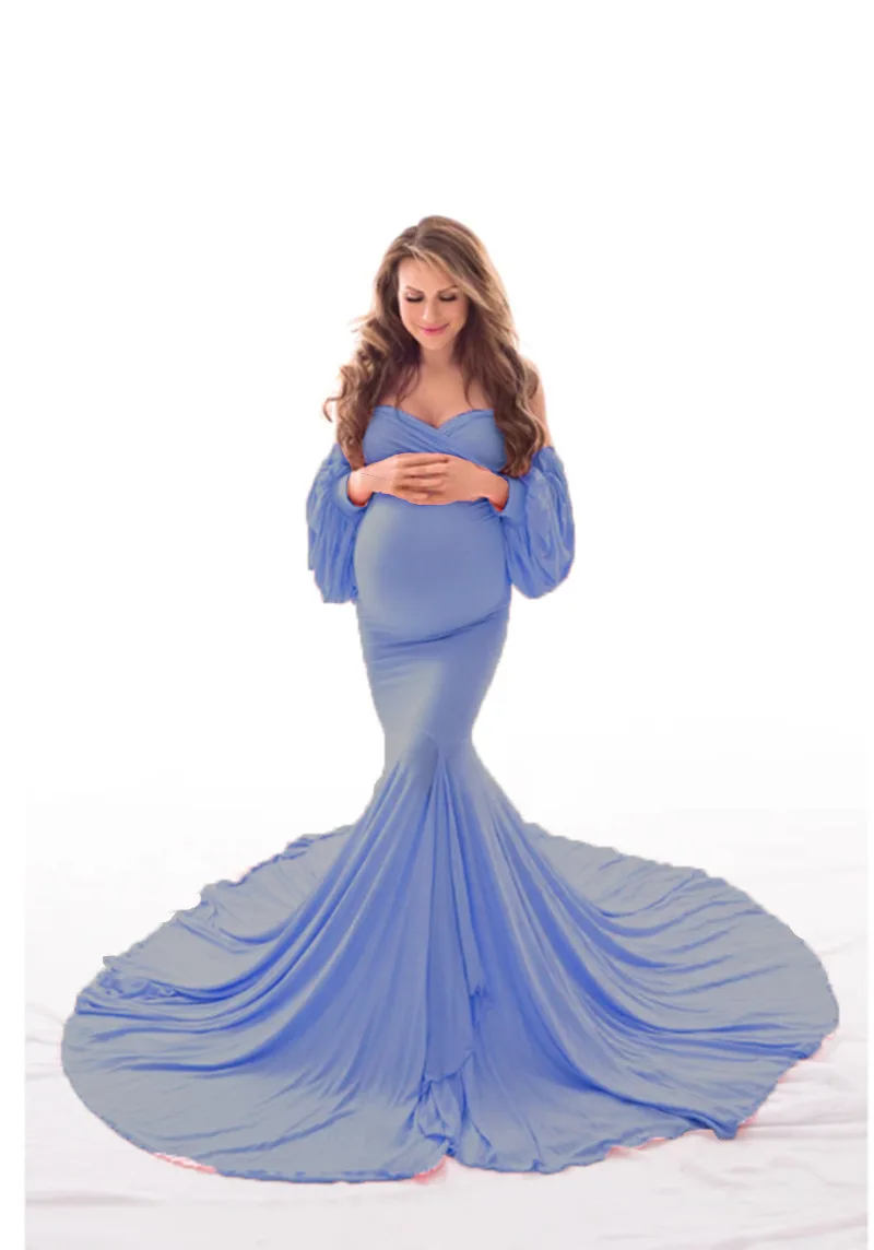 Sexy Off Shoulder Maternity Dresses for Photo Shoot Long Maxi Gown Split Pregnancy Photography Dress Pregnant Women Baby Shower