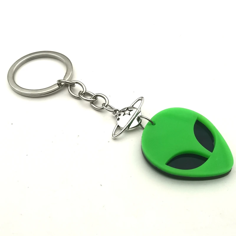 Laser Cut Alien Head Acrylic Keychain, Fluorescent Green Alien Keychain/space Keychain/cute Astronaut/soft Gothic/UFO