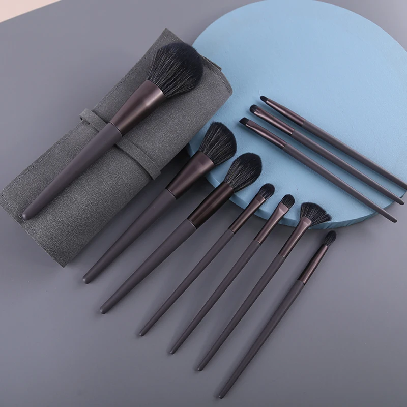 ZOREYA 10pcs Black Natural Hair Makeup Brush Pro Set Big Powder Foundation Blush Eyeshadow Face Make Up Brushes Tools Maquillajs